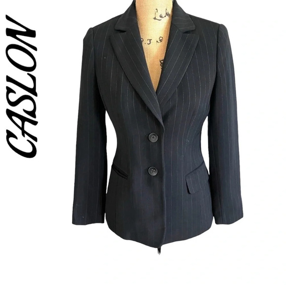 Caslon Pin Stripe Black Blazer - Picture 1 of 5